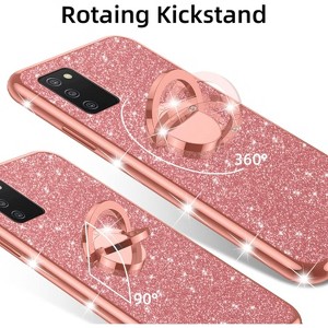 for Samsung Galaxy A03S case Glitter Luxury Cute Silicone TPU Phone Case for Women Girls with Kickstand - 1 of 4