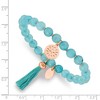Chisel Stainless Steel Rose IP-plated 6mm Mint Jade Beaded with Tassel Stretch Bracelet - 3 of 4