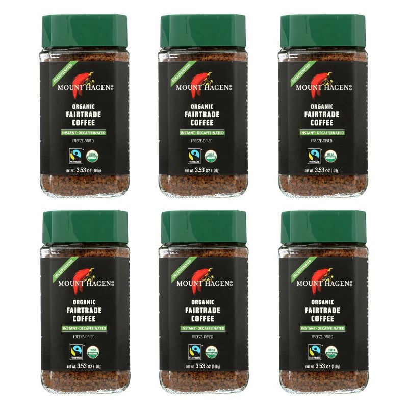 Mount Hagen Organic Fairtrade Instant Decaffeinated Coffee - Case of 6/3.53 oz Jars, 1 of 6