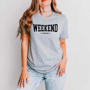 Simply Sage Market Weekend I love You Heart Short Sleeve Tee - XL - Heather Grey - 1 of 4