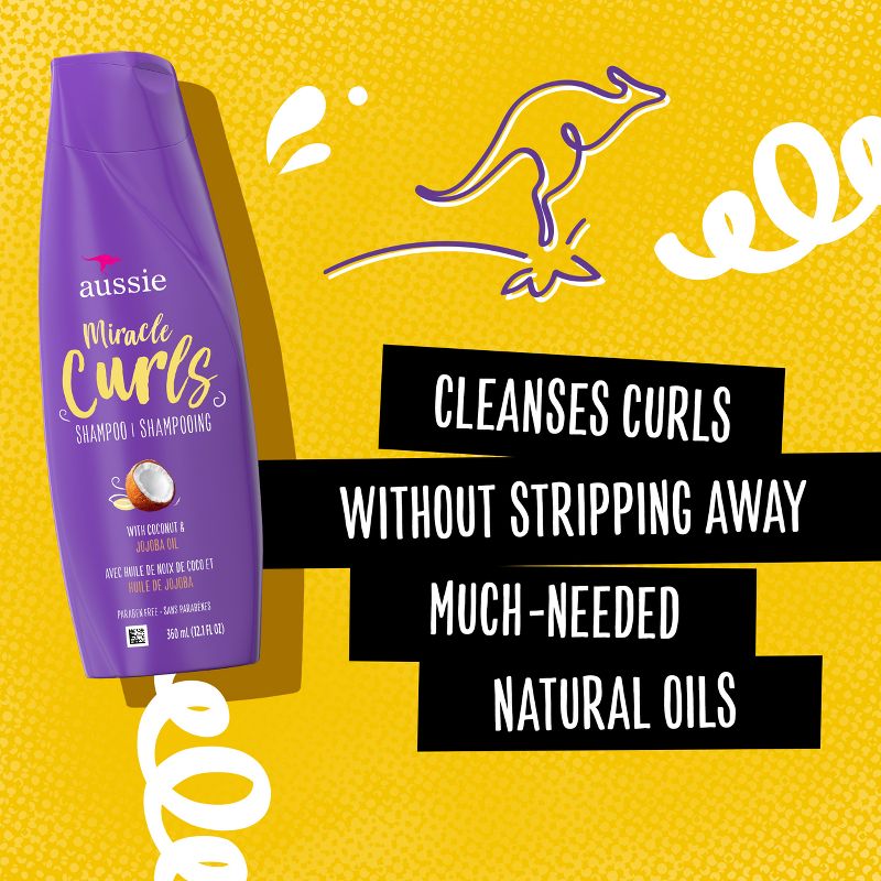 Aussie Paraben-Free Miracle Curls Shampoo with Coconut and Jojoba Oil, 3 of 11