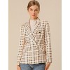 INSPIRE CHIC Women's Notched Lapel Double Breasted Plaid Formal Blazer - 2 of 4