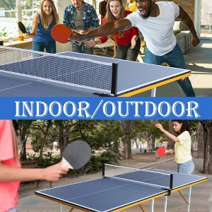 6ft Mid-Size Table Tennis Table Foldable & Portable Ping Pong Table Set with Net, 2 Table Tennis Paddles and 3 Balls , Cyan - 1 of 4