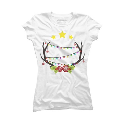Junior's Design By Humans Christmas Deer By Reivchan T-Shirt