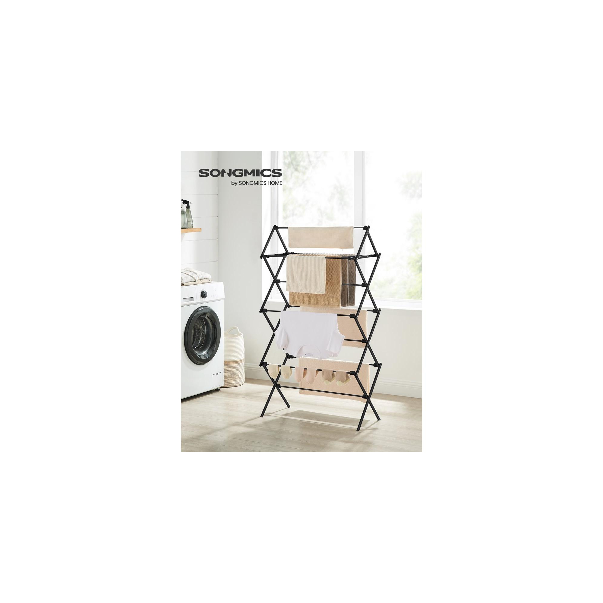 Foldable Clothes Drying Rack, Laundry Drying Rack, Clothes Airer, Steel Frame, 14.6 x 29.5 x 53.2 Inches, Indoor Outdoor Use, Black