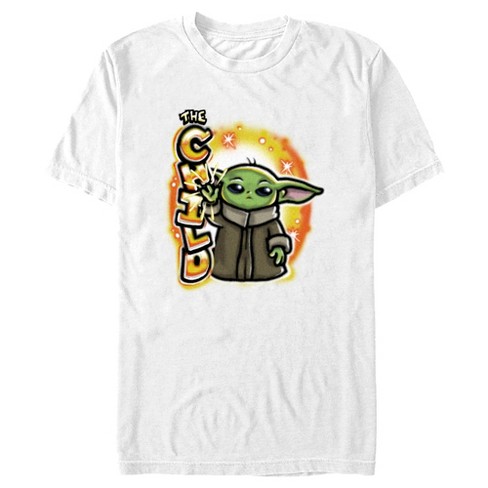 Star Wars: The Mandalorian Men's Grogu The Child Airbrush T-Shirt White