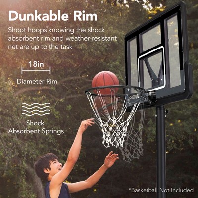 Adjustable 44" Black Polycarbonate Portable Basketball Hoop System