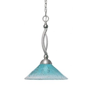 Toltec Lighting Bow 1 - Light Pendant in  Brushed Nickel with 16" Teal Crystal Shade - 1 of 1