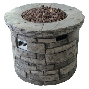 GDFStudio Lafitte Outdoor 40,000 BTU Lightweight Concrete Fire Pit Table, Gray - 1 of 4