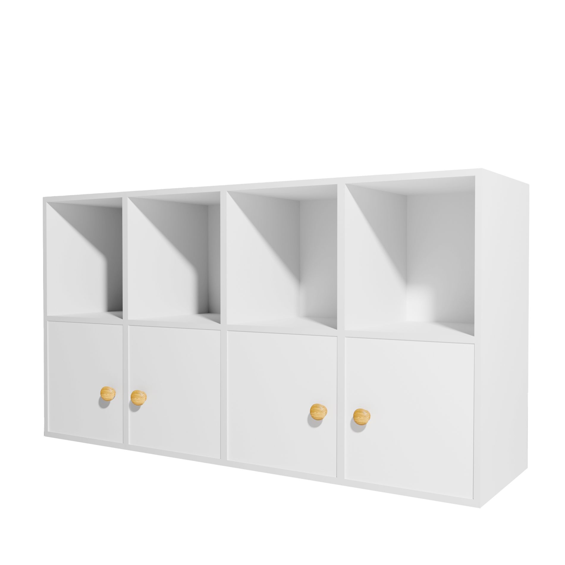 White Cube Storage Bookcase With 4 Doors Stackable Cubby Storage Organizers