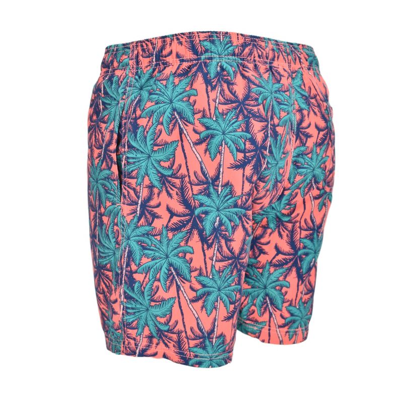 Burnside Men's Swim Suits Quick Dry 5" Inseam | Coral Palm Tree, 4 of 5