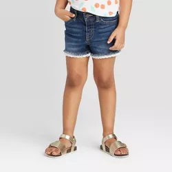 Toddler Girls' Lace Hem Jean Shorts - Cat & Jack™ Dark Wash