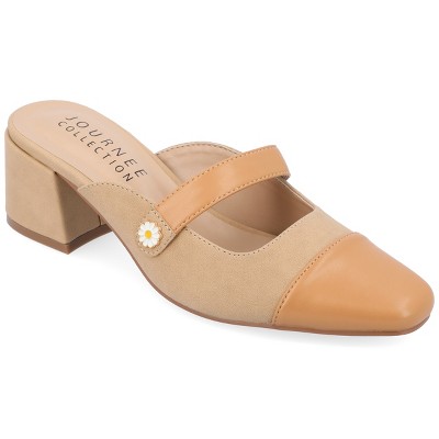 Journee Collection Womens Dalla Slip On Cap Toe Mule Pumps
