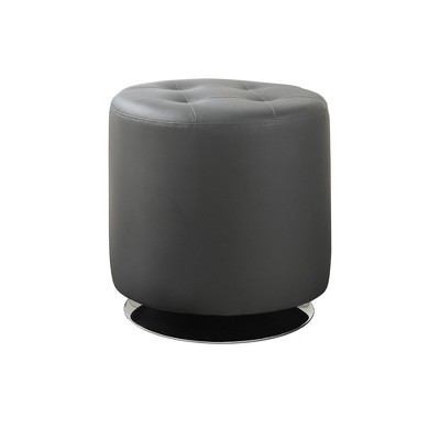 Simple Relax Round Leatherette Upholstered Ottoman, Grey