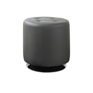 Simple Relax Round Leatherette Upholstered Ottoman, Grey - 1 of 4