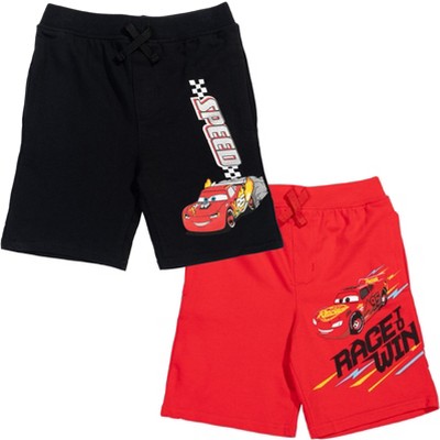 Disney Pixar Cars Lightning McQueen French Terry 2 Pack Shorts Red / Black 