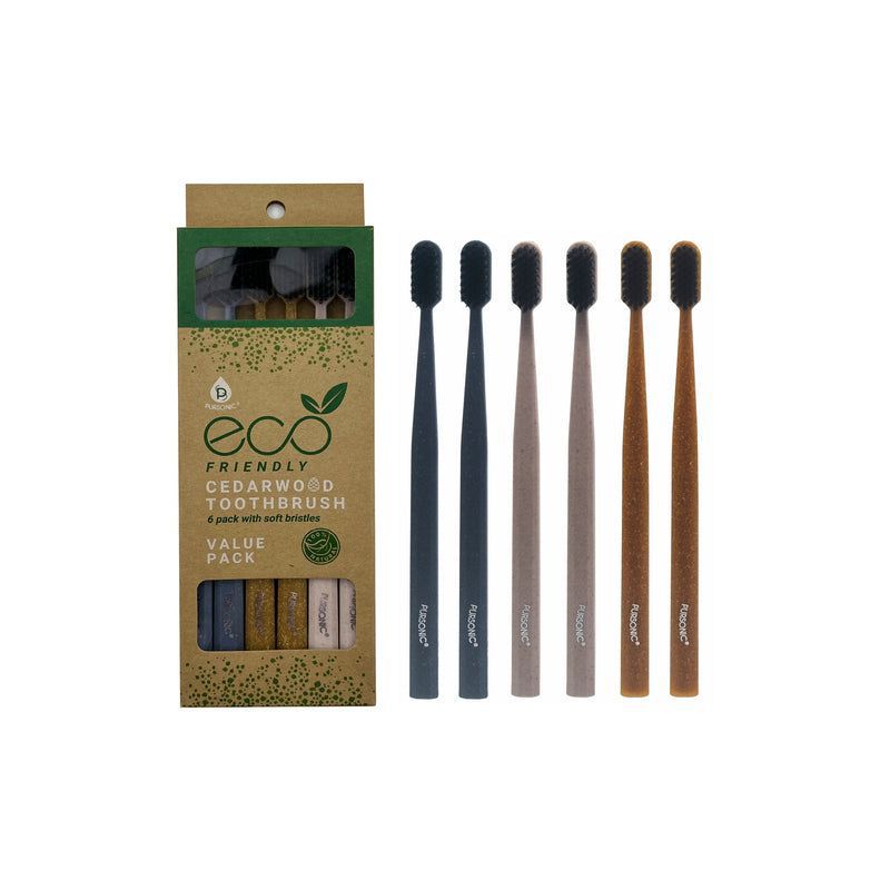 100% Eco-friendly Cedarwood Toothbrushes (6 Pack), 2 of 3