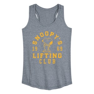 Women's - Peanuts - Snoopy Lifting Club Graphic Racerback Tank - 1 of 4