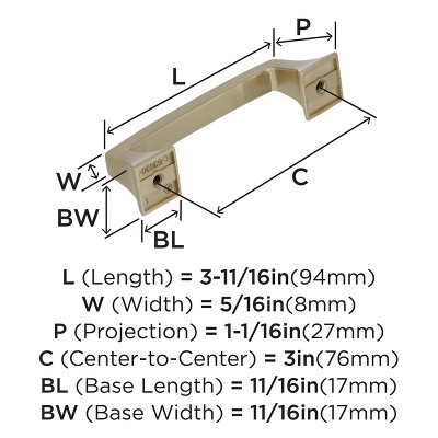 Golden Champagne Traditional Metal Cabinet Pull with Mounting Hardware