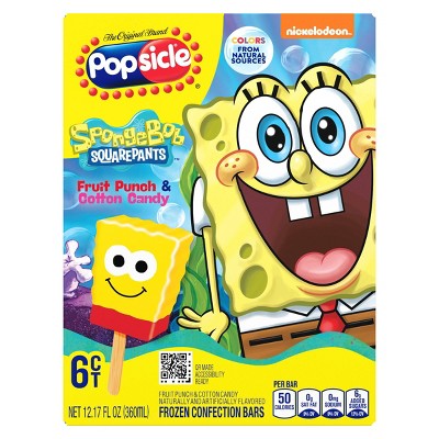 Popsicle Fruit Punch & Cotton Candy Confection Bars SpongeBob SquarePants - 6pk/12.17 fl oz