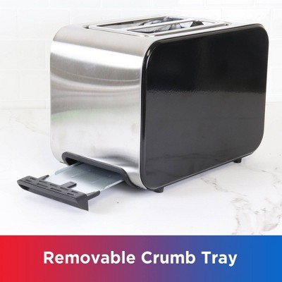 Compact Stainless Steel 2-Slice Toaster with Wide Slot and Crumb Tray