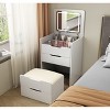 Okak 3-In-1 Vanity Table with Plip Top Mirror, Compact Vanity with Visible Glass Desktop and Cushioned Tool, Vanity Desk for Bedroom - 3 of 4