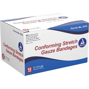 Dynarex Conforming Stretch Gauze Bandages 3" X 4.1Yd, 12 Count - 1 of 3