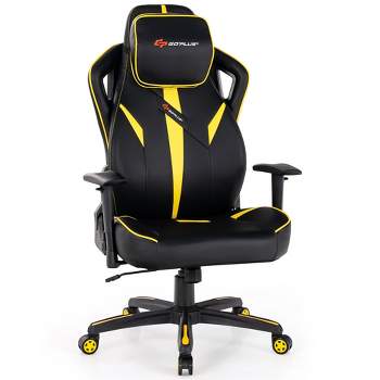 Costway Gaming Chair 360° Swivel Computer Reclining Height Adjustable 2D Armrest Yellow