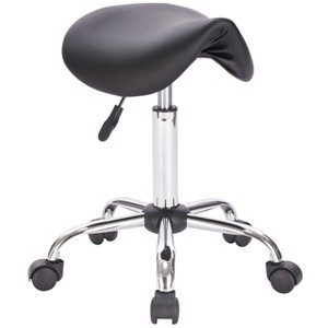 Legacy Decor Adjustable Height Pneumatic Saddle Roller Stool with Chrome Base - 1 of 2