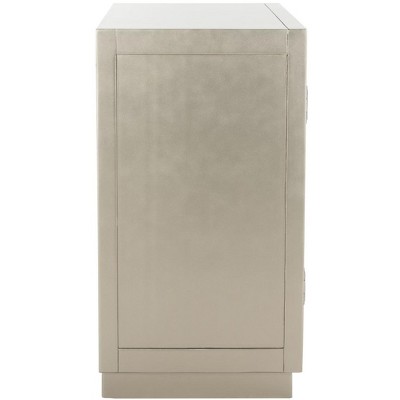 Gray Mirrored Glam Art Deco Accent Cabinet