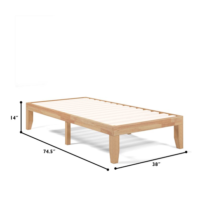 Costway Twin Size 14'' Wooden Bed Frame Mattress Platform Wood Slats Support EspressoNatural, 3 of 11