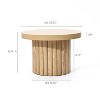 LuxenHome Brown Wood Fluted Round Coffee Table, 23.6" Wide Modern End Table for Living Room Round Wood Accent Table Bedroom Office - 4 of 4
