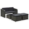 vidaXL Patio Lounge Set- 4 Piece, Powder-Coated Steel Frame, Poly Rattan, Anthracite Color, with Lift-up Coffee Table, Comfortable Cushions - 2 of 4