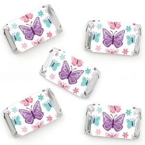 Big Dot of Happiness Beautiful Butterfly - Mini Candy Bar Wrapper Stickers - Floral Baby Shower or Birthday Party Small Favors - 40 Count - 1 of 4
