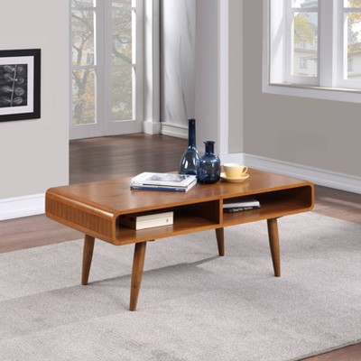 Zambrano Wood Round Chic Coffee Table with Open Storage