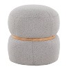 Cinch Contemporary Pouf Ottoman in Grey Fabric and Natural Wood by LumiSource - 2 of 4