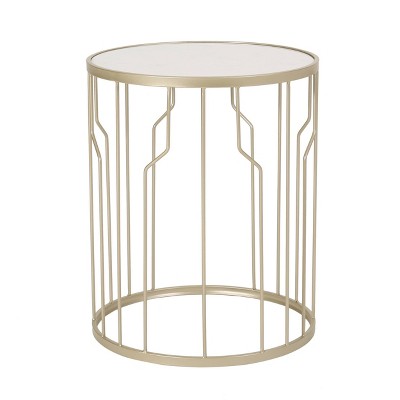 Redden Modern Glam Faux Marble Side TableWhite/Champagne Silver - Christopher Knight Home