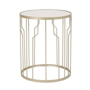 Redden Modern Glam Faux Marble Side TableWhite/Champagne Silver - Christopher Knight Home: Elegant Iron Frame, No Assembly Required - 1 of 4