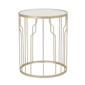 Redden Modern Glam Faux Marble Side TableWhite/Champagne Silver - Christopher Knight Home