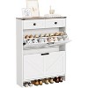 White Shoe Storage Cabinet, Farmhouse Shoe Cabinet Organizer with 2 Flip Drawers, Freestanding Narrow Shoe Rack with 2 Storage Drawers for Entryway - 2 of 4