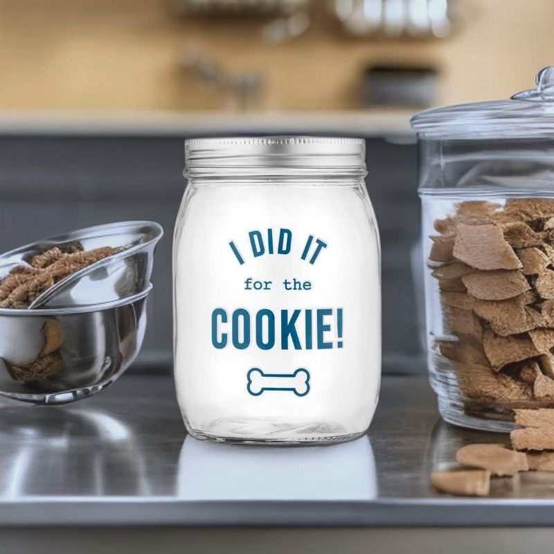 Amici Pet “I Did It For The Cookie” Glass Canister, Cute Dog Treat Jar for Kitchen Counter, Large Cat Dog Food Storage with Airtight Lids, 36 oz., 4 of 5