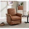 Sapphtopaz 360° Swivel Accent Chair with Wood Base Modern Lounge Barrel Chair with Curved Armrest Bedroom Swivel Chair for Living Room, Bedroom - 4 of 4