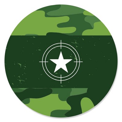 Big Dot of Happiness Camo Hero - Army Military Camouflage Party Circle Sticker Labels - 24 Count