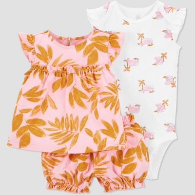 Image of Baby Girls' Floral Top & Bottom Set - Just One You® made by carter's Rust Pink 12M