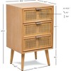 Nordlys 3-Drawer Solid Wood and Rattan Nightstand Exotic Boho Bedroom - 4 of 4