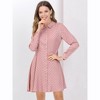 INSPIRE CHIC Women's Polka Dots Long Sleeve Button Up A-Line Shirt Dress - 4 of 4