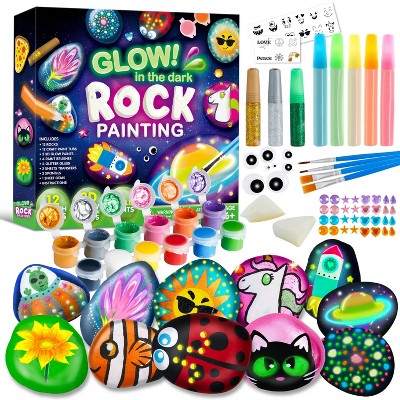Joyfy Glow in The Dark Rock Painting Kit for Kids Age 6+, DIY Art Kit, Kids Paint Activity, Arts & Crafts for Boys Girls Birthday Christmas Gift