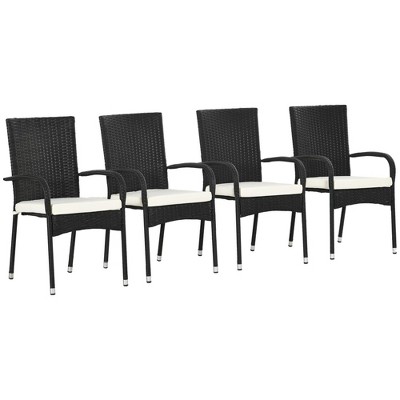 NicBex Outdoor Dining Chairs Set of 4 Patio Wicker Chairs with Backrest and Removable Cushions for Patio,Black