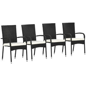 NicBex Outdoor Dining Chairs Set of 4 Patio Wicker Chairs with Backrest and Removable Cushions for Patio,Black - 1 of 4