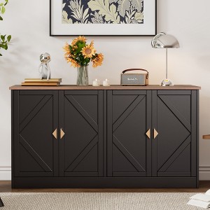 Bella Depot 59" Modern Storage Wooden 4 Doors Cabinet Buffet Sideboard For Living Room,Dining Room - 1 of 4